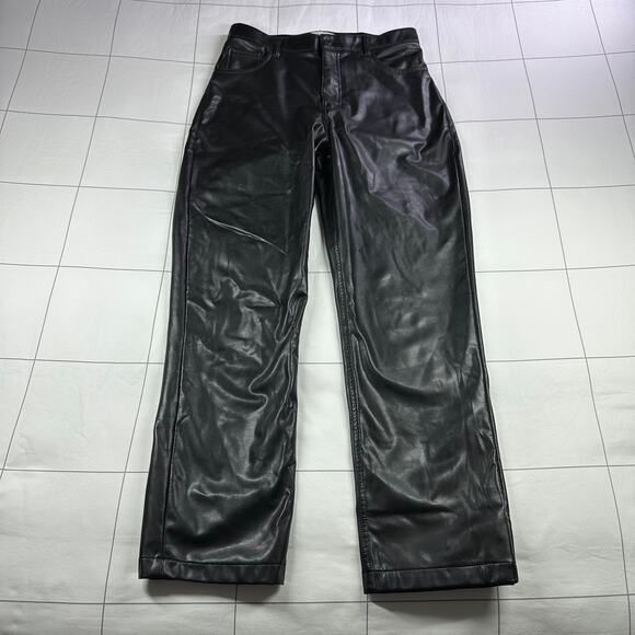 Abercrombie & Fitch Pants Women 29 Short Black Faux Leather Vegan Curve Love 90s - Picture 1 of 11